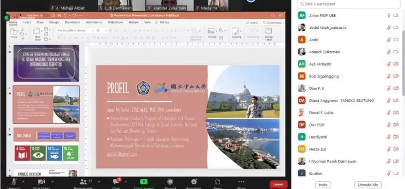 Mahasiswa S3 National Sun Yat-Sen University Sharing tentang Penulisan dengan Dosen FISIP UBB
